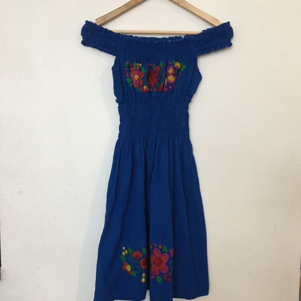 Embroidered off the shoulder Mexican dress